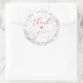 PixDezines MARMER FAUX ROOS GOUD, DANK U + HART Ronde Sticker (Tas)