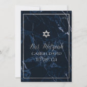 PixDezines Marmer Faux Zilveren Ster Bar Mitzvah Kaart (Voorkant)