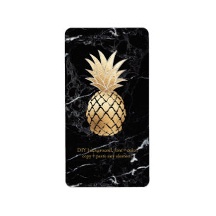 PixDezines Marmer + Hawaïaanse Ananas Faux Gold Etiket