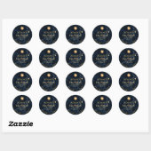 PixDezines Marmer Mitzvah Stickers/Midnight Blue Ronde Sticker (Vel)