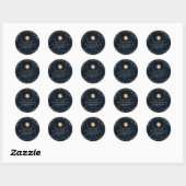 PixDezines Marmer Mitzvah Stickers/Midnight Blue Ronde Sticker (Vel)