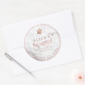 PixDezines Marmer Mitzvah Stickers/Roos Goud Ronde Sticker (Envelop)