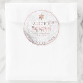 PixDezines Marmer Mitzvah Stickers/Roos Goud Ronde Sticker (Tas)