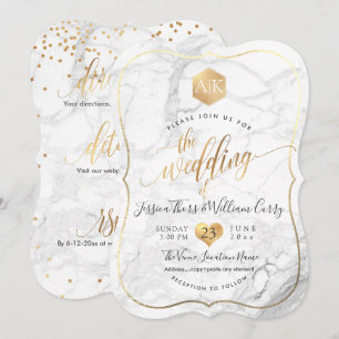 PixDezines Marmer+Monogram+Nepgoud Bijenkorf Kaart