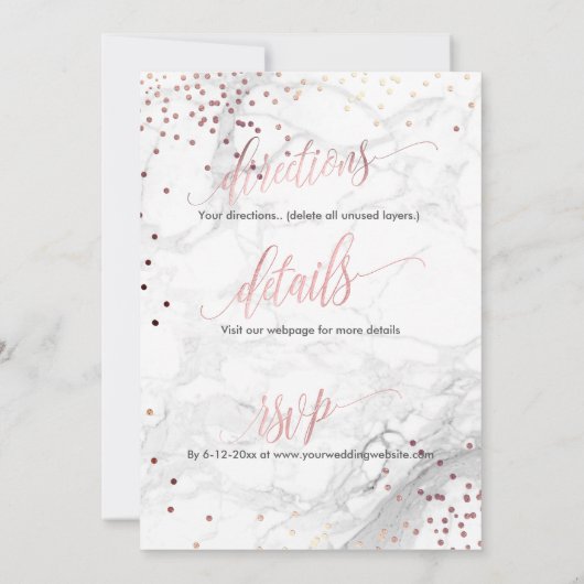 PixDezines Marmer+Monogram+Nepram RozeGoud Honingr Kaart (Achterkant)