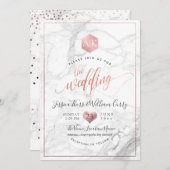 PixDezines Marmer+Monogram+Nepram RozeGoud Honingr Kaart (Voorkant / Achterkant)