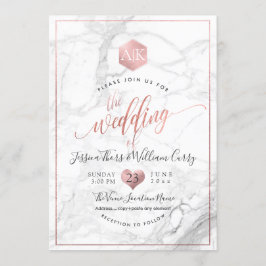 PixDezines Marmer+Monogram+Nepram RozeGoud Honingr Kaart