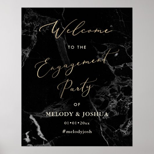 PixDezines Marmer+Namaak Goud Verlovingsring Poster (Voorkant)