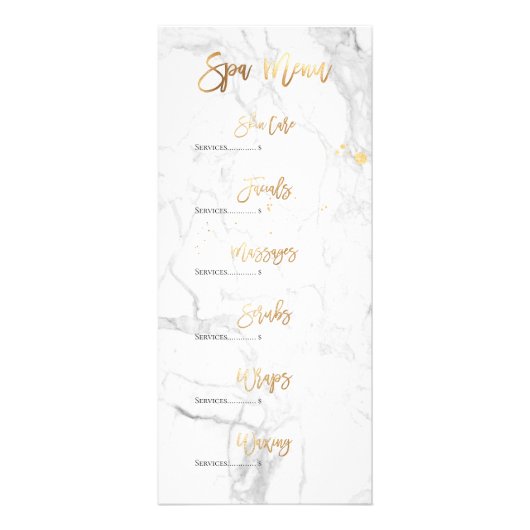 PixDezines Marmer/Nep Goud Honingraat Spa Menu (Voorkant)