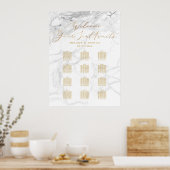 PixDezines Marmer + Nep Goud Script, Zitplaatsenka Poster (Keuken)