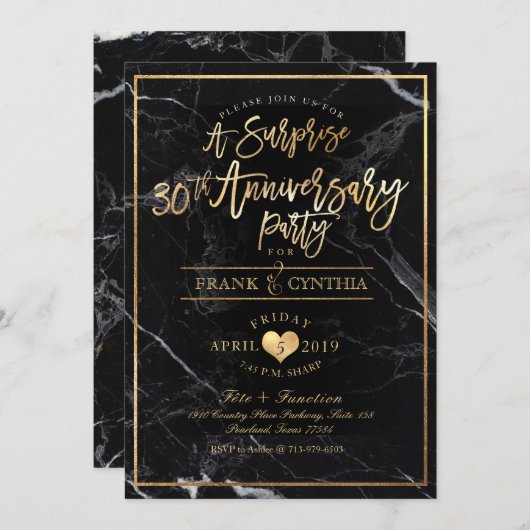 PixDezines Marmer/Nep Goud/Verjaardagsfeestje Kaart (Voorkant / Achterkant)