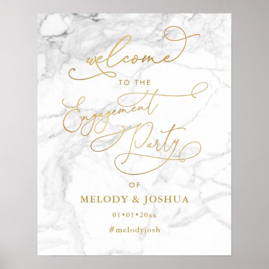 PixDezines Marmer + Nepgoud Trouw Verwelkoming Poster (Voorkant)