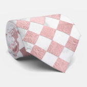 PixDezines Marmer+Roze Gouden Schaakbord Stropdas (Opgerold)