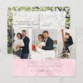 PixDezines Marmer+Roze Save the Date Briefkaart (Voorkant / Achterkant)