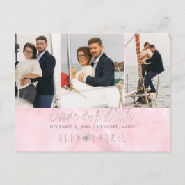 PixDezines Marmer+Roze Save the Date Briefkaart