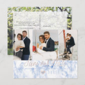 PixDezines Marmer+Roze Save the Date Briefkaart (Voorkant / Achterkant)
