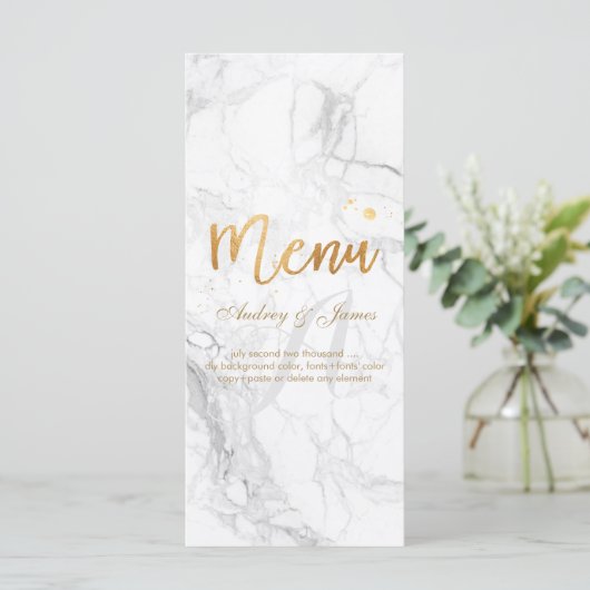 PixDezines Marmer/Shine Menu/Faux Gold Menu (Staand voorkant)
