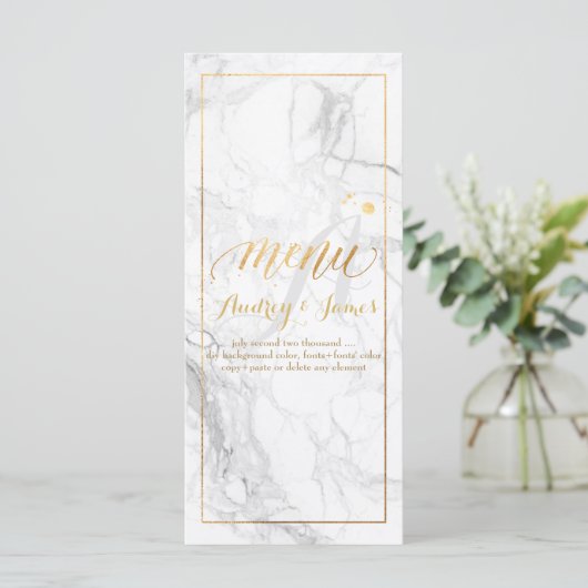 PixDezines Marmer/Shine Menu/Faux Gold Menu (Staand voorkant)