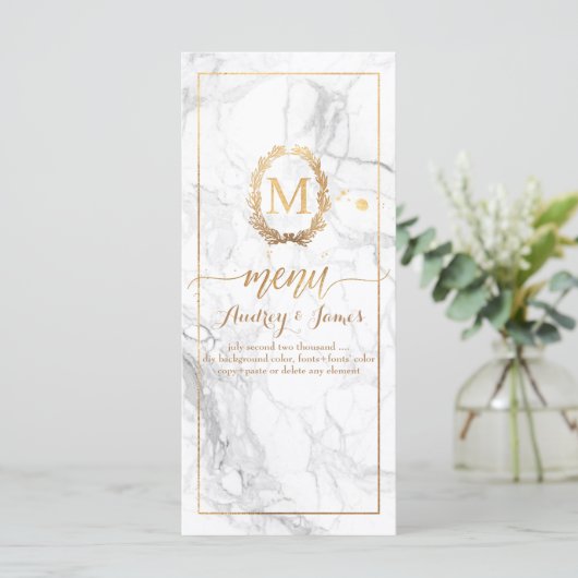 PixDezines Marmer/Shine Menu/Faux Gold Menu (Staand voorkant)