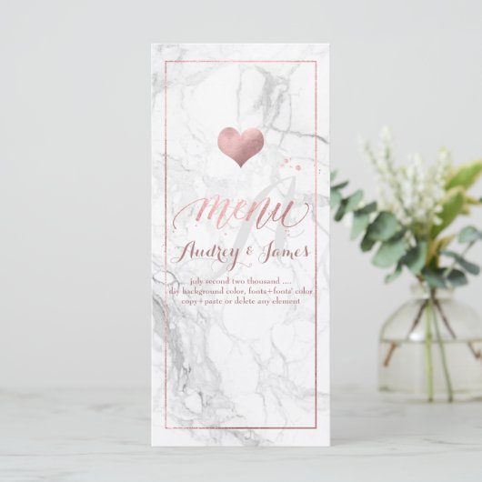 PixDezines Marmer/Shine Menu/Faux Roos Goud Menu (Staand voorkant)