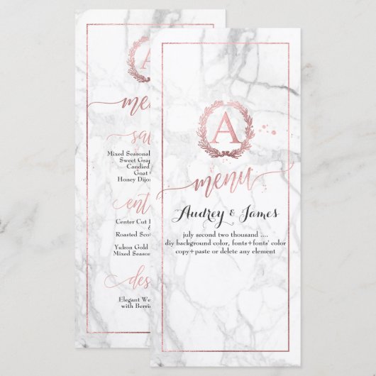 PixDezines Marmer/Shine Menu/Faux Roos Goud Menu (Voorkant / Achterkant)