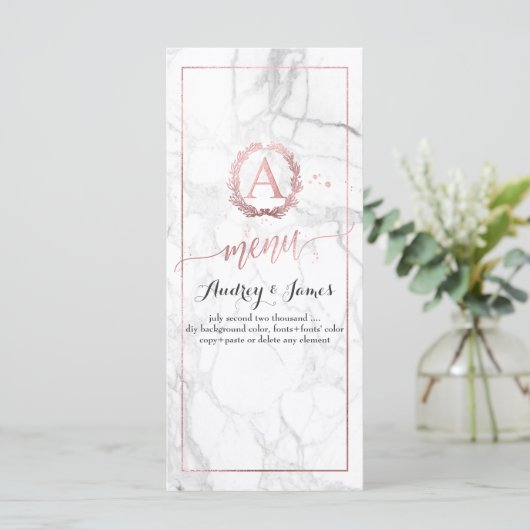 PixDezines Marmer/Shine Menu/Faux Roos Goud Menu (Staand voorkant)
