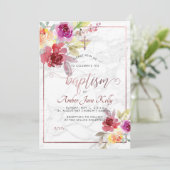 PixDezines Marmer+Waterverf Flowers/Doopsel Kaart (Staand voorkant)