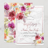 PixDezines Marmer+Waterverf Flowers/Doopsel Kaart (Voorkant / Achterkant)