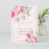 PixDezines Marmer+Waterverf Flowers/Doopsel Kaart (Staand voorkant)