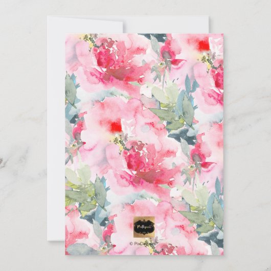 PixDezines Marmer+Waterverf Flowers/Doopsel Kaart (Achterkant)