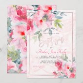 PixDezines Marmer+Waterverf Flowers/Doopsel Kaart (Voorkant / Achterkant)
