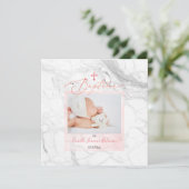PixDezines Marmer Wit, Doop Meisje Kaart (Staand voorkant)