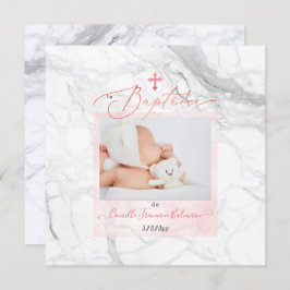 PixDezines Marmer Wit, Doop Meisje Kaart