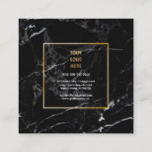 PixDezines Marmer /Zwart+Wit Vierkante Visitekaartje (Achterkant)