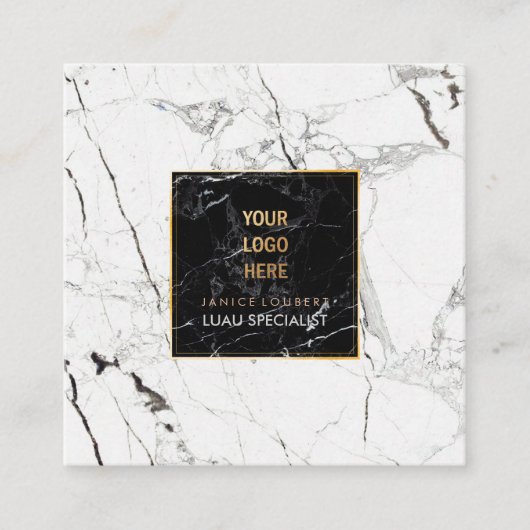 PixDezines Marmer /Zwart+Wit Vierkante Visitekaartje (Voorkant)