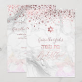 PixDezines Marmeren Roos Gouden Confetti Bat Mitsw Kaart (Voorkant / Achterkant)