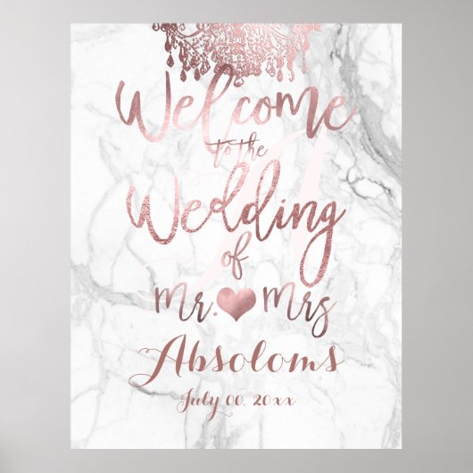 PixDezines Marmeren/Roze Gouden Kroonluchter/Recep Poster (Voorkant)