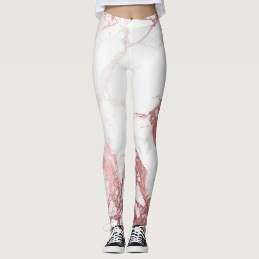 PixDezines Marmeren Slab/Rose Gouden Aderen Leggings (Voorkant)