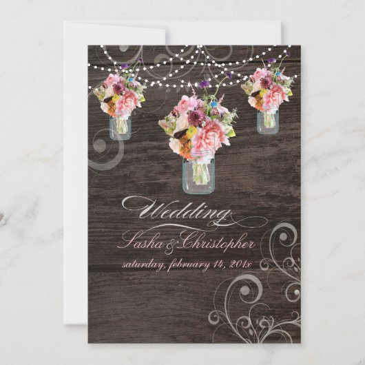 PixDezines MASON JARS/RUSTIC WOOD PANELS Kaart (Voorkant)