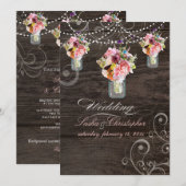 PixDezines MASON JARS/RUSTIC WOOD PANELS Kaart (Voorkant / Achterkant)