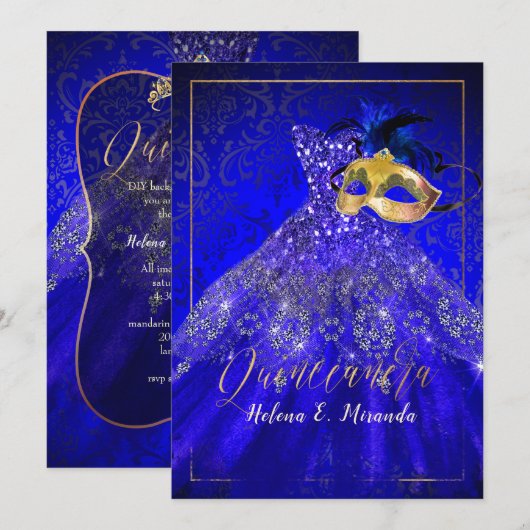 PixDezines Masquerade/Blue/DIYcolor! Kaart (Voorkant / Achterkant)