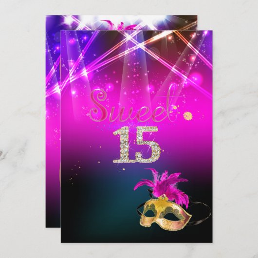 PixDezines Masquerade/Quince/Laserlichten Kaart (Voorkant / Achterkant)