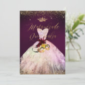 PixDezines Masquerade Quinceanera Cotton Snoep Kaart (Staand voorkant)
