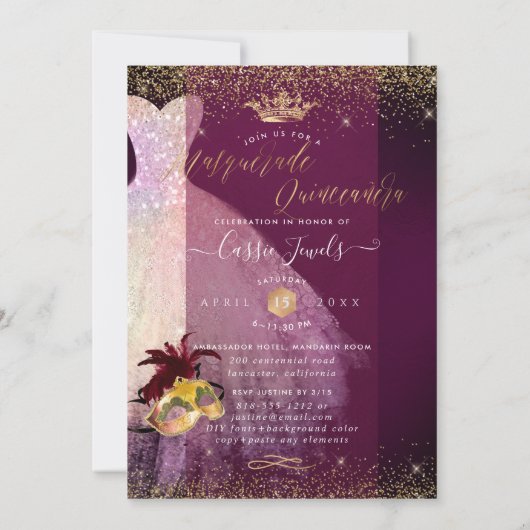 PixDezines Masquerade Quinceanera Cotton Snoep Kaart (Achterkant)