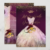 PixDezines Masquerade Quinceanera Cotton Snoep Kaart (Voorkant / Achterkant)