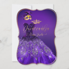 PixDezines Masquerade Quinceanera, donker Paars Kaart