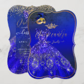 PixDezines Masquerade Quinceanera, Royal Blue Kaart (Voorkant / Achterkant)