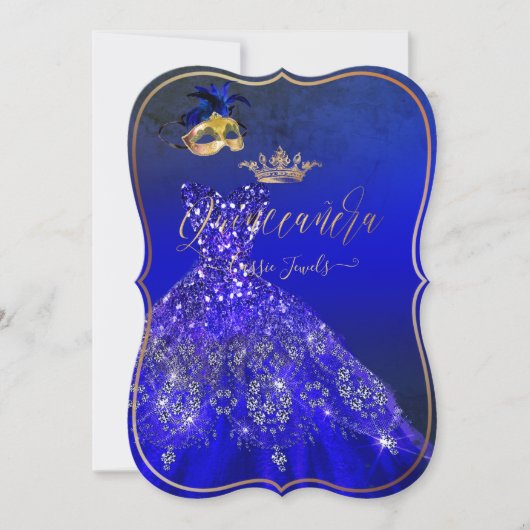 PixDezines Masquerade Quinceanera, Royal Blue Kaart (Voorkant)