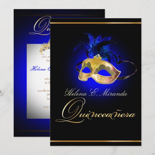 PixDezines Masquerade/Royal Blue/DIY color! Kaart (Voorkant / Achterkant)