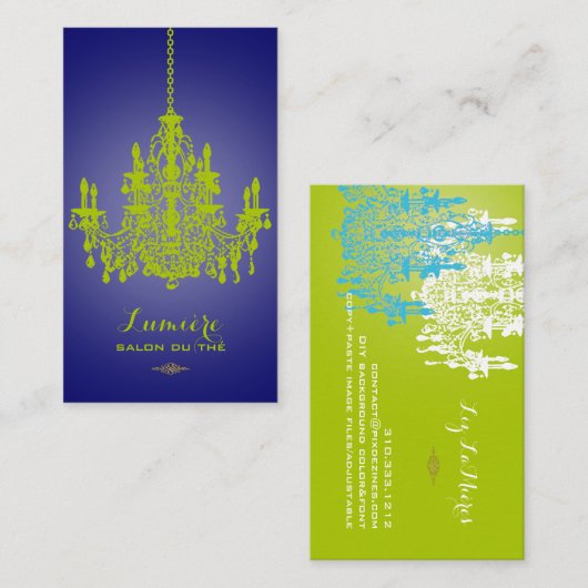 PixDezines matcha groene kroonluchter/DIY achtergr Visitekaartje (Voorkant / Achterkant)